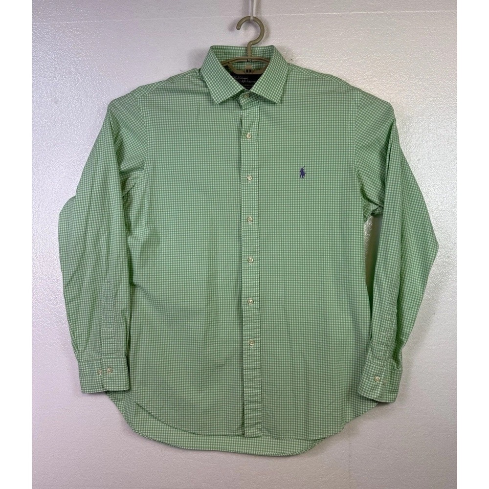 Polo‎ Ralph Lauren Custom Fit Mens Shirt Sz L - 16/34-35 Button Up Green Check